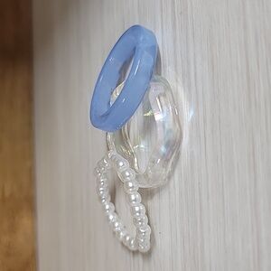 Set of Three Rings - Blue, Clear, Pearl